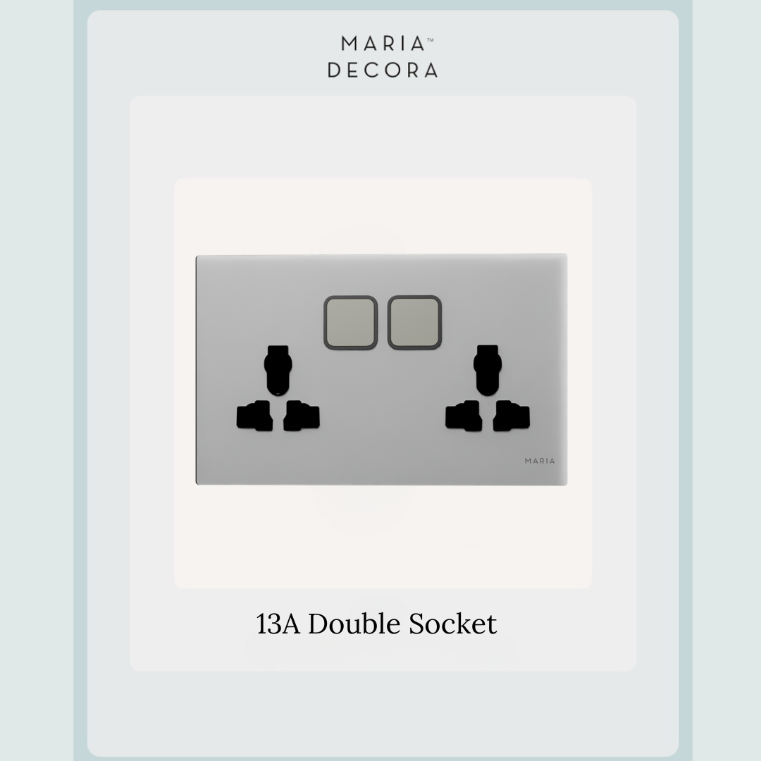 13A Double Socket Tempered Glass Adorn Series