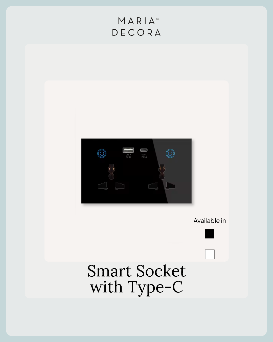 13A  Double Socket Tempered Glass – WIFI +  Type C & USB